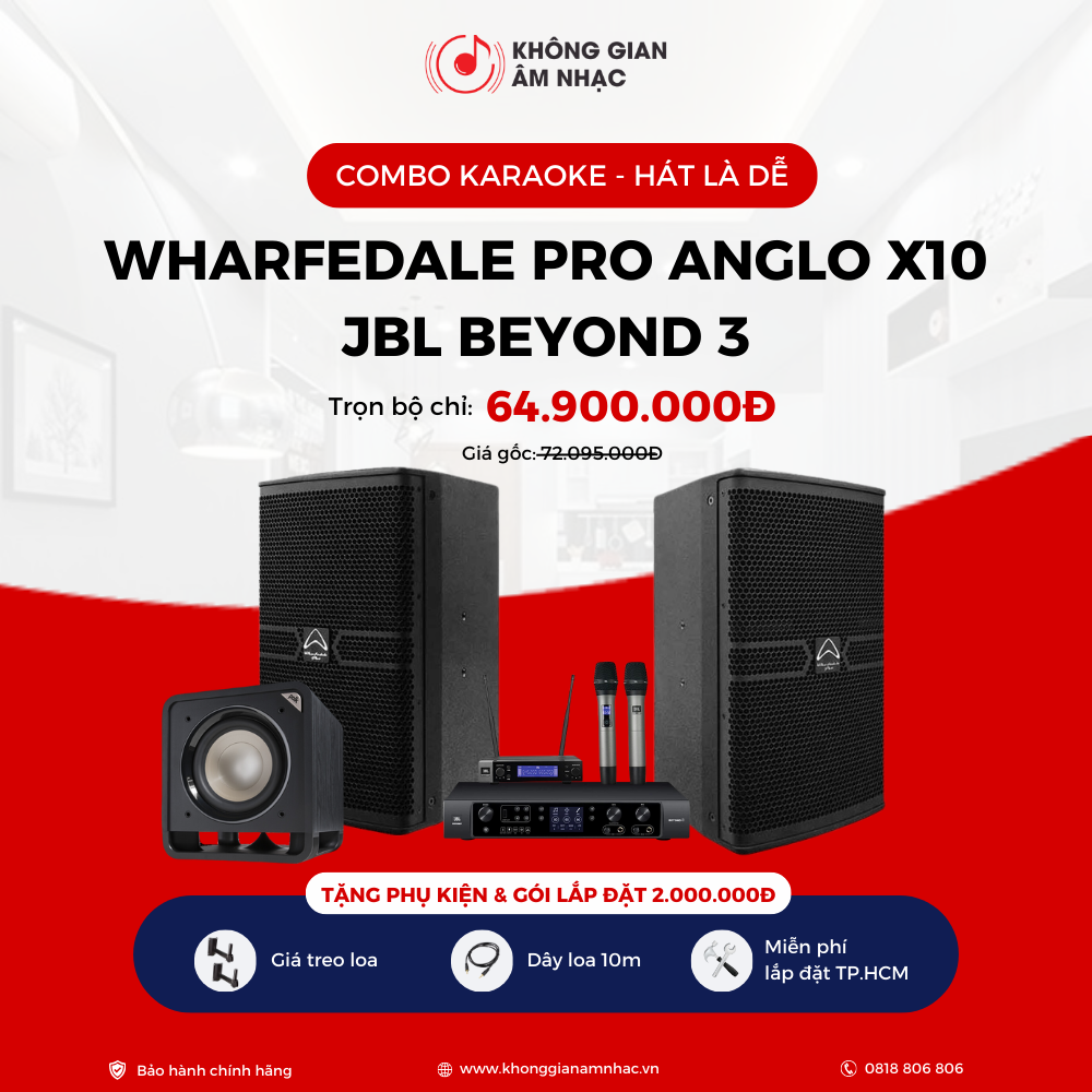 COMBO KARAOKE KGAN2: WHARFEDALE PRO ANGLO X10 + AMPLY JBL BEYOND 3 + MICRO JBL VM200 + POLK AUDIO HTS10