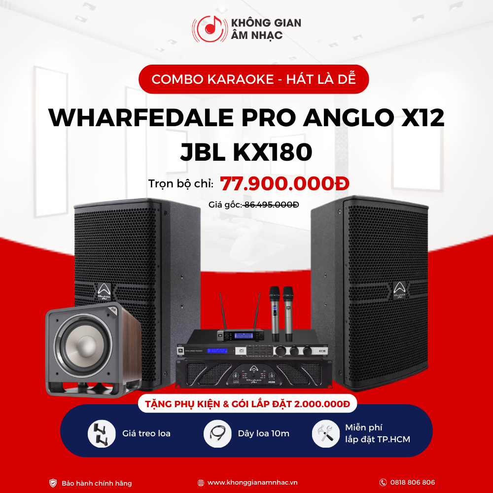 COMBO KARAOKE KGAN3: WHARFEDALE PRO ANGLO X12 + VANG JBL KX180 + WHARFEDALE PRO XR 2500 +  MICRO JBL VM200 + POLK AUDIO HTS12